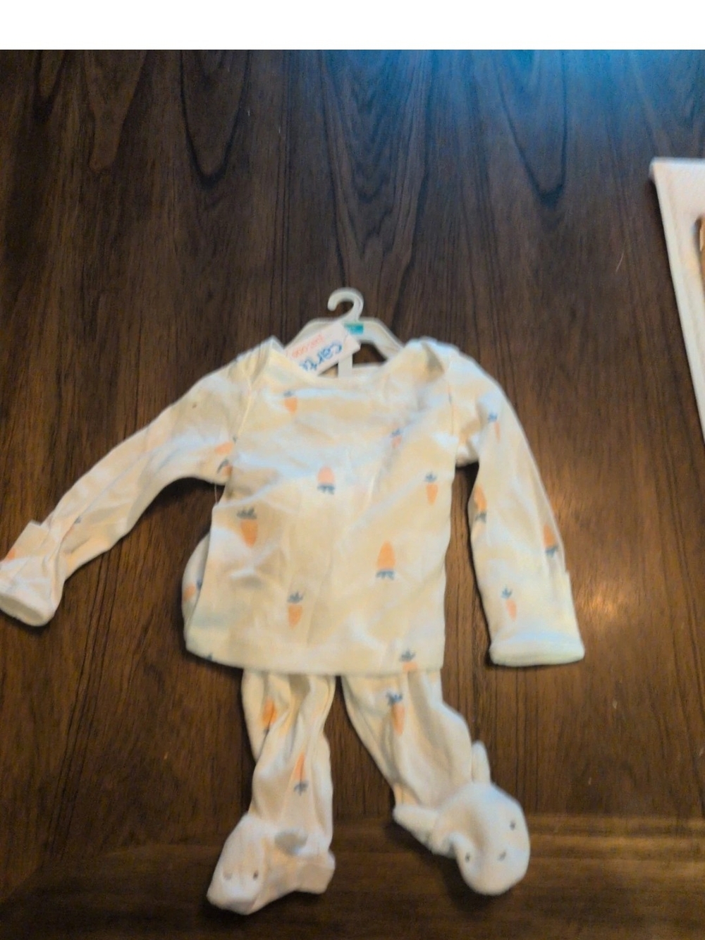 Carter's Cream Pajama Set with Orange Carrot Print